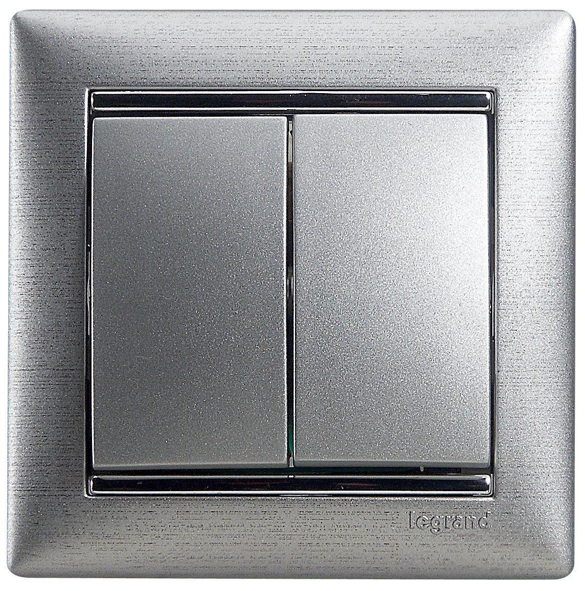 Двухклавишный переключатель Механизм выключателя Legrand . СП Valena 10А IP31 250В алюм. Leg 770105
