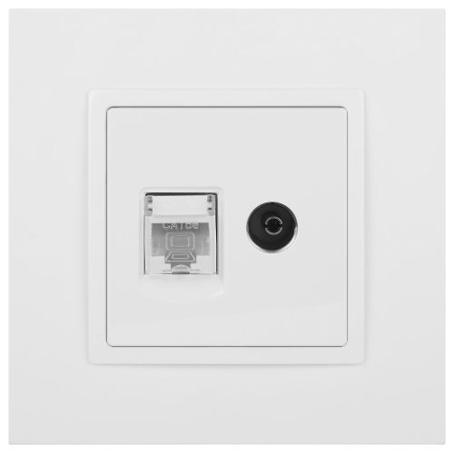 Розетка компьютерная + телевизионная 2-м Elegance 14-3110-01 RJ45 + TV IP20 механизм бел. Эра Б0034314
