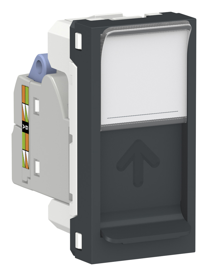 Schneider Electric Unica Modular Антрацит Розетка компьютерная, RJ45, одиночная кат. 6 STP, 1 модуль