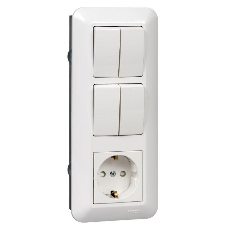 Блок розетка + выключатель Schneider Electric ПРИМА, белый, BK2VR-008B-BI
