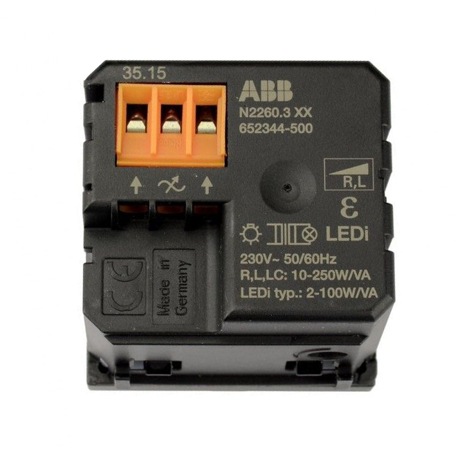 ABB Zenit Серебристый Механизм электрон. поворотного светорегулятора для регулируемых LEDi ламп, 2-100 Вт, 2-модуля
