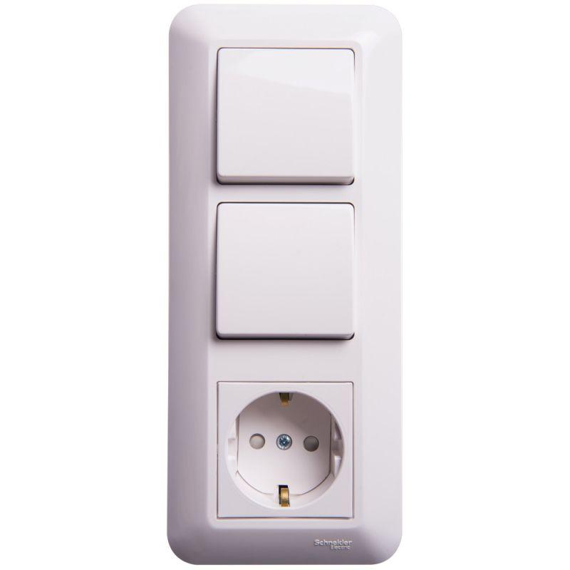 Блок розетка + выключатель Schneider Electric ПРИМА, белый, BK2VR-008V-BI