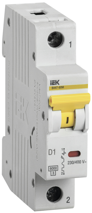 Автоматический выключатель IEK KARAT ВА47-60M 1А 6кА D