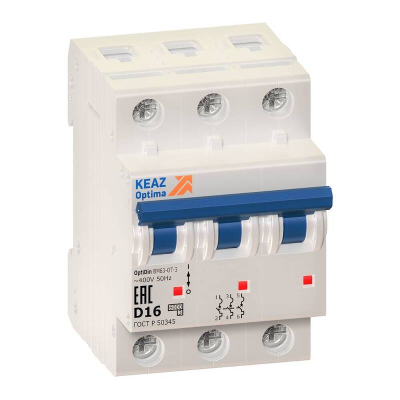 КЭАЗ OptiDin BM63 Ограничитель тока 3P 20A D 6кА AC (BM63-OT-3D20-УХЛ3)