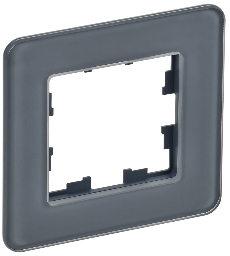 IEK BRITE DECOR Графит матовый стекло скругл.угол Рамка 1-м РУ-1-2-Бр RE
