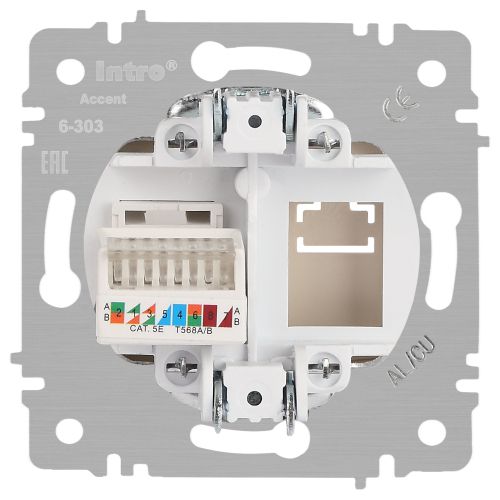 Розетка компьютерная 1-м СП Accent 6-303-05 RJ45 IP20 антрацит Intro Б0063634