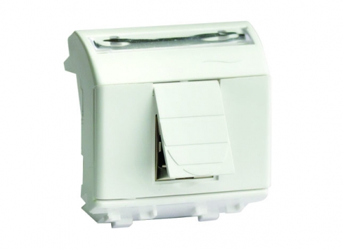 DKC Ком.роз. RJ45 кат.5e экран., 8P8C, Brava, слон.кость, 2мод