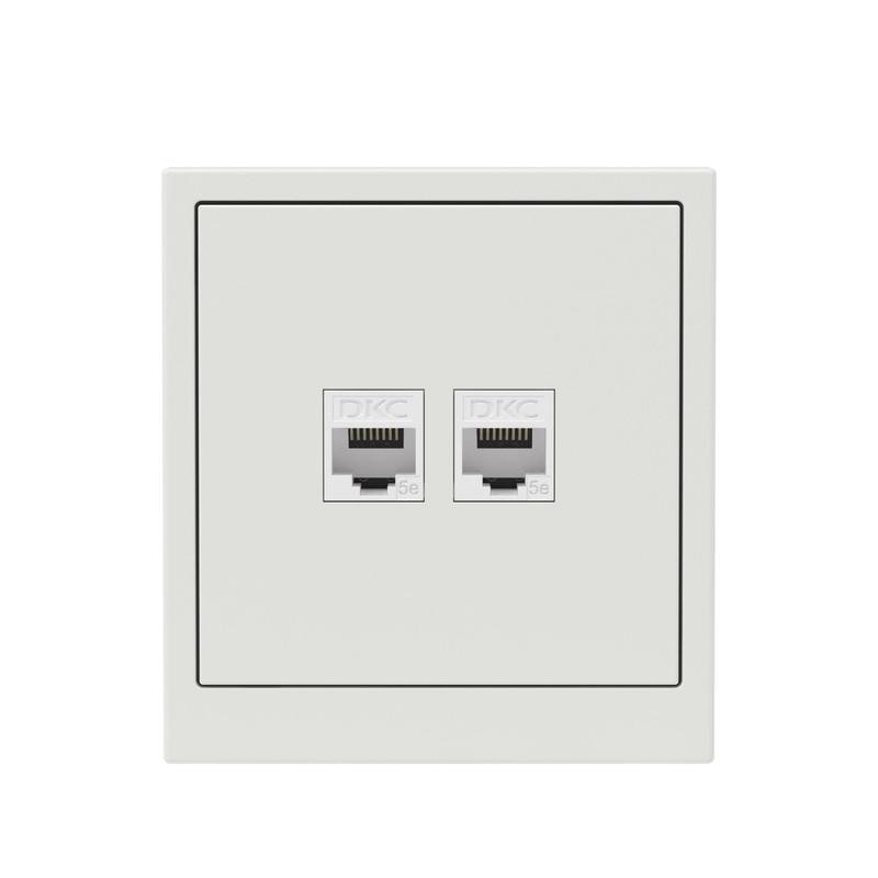 Розетка компьютерная 2-м KANT RJ45 кат.5E без шторки бел. песок DKC 7010664