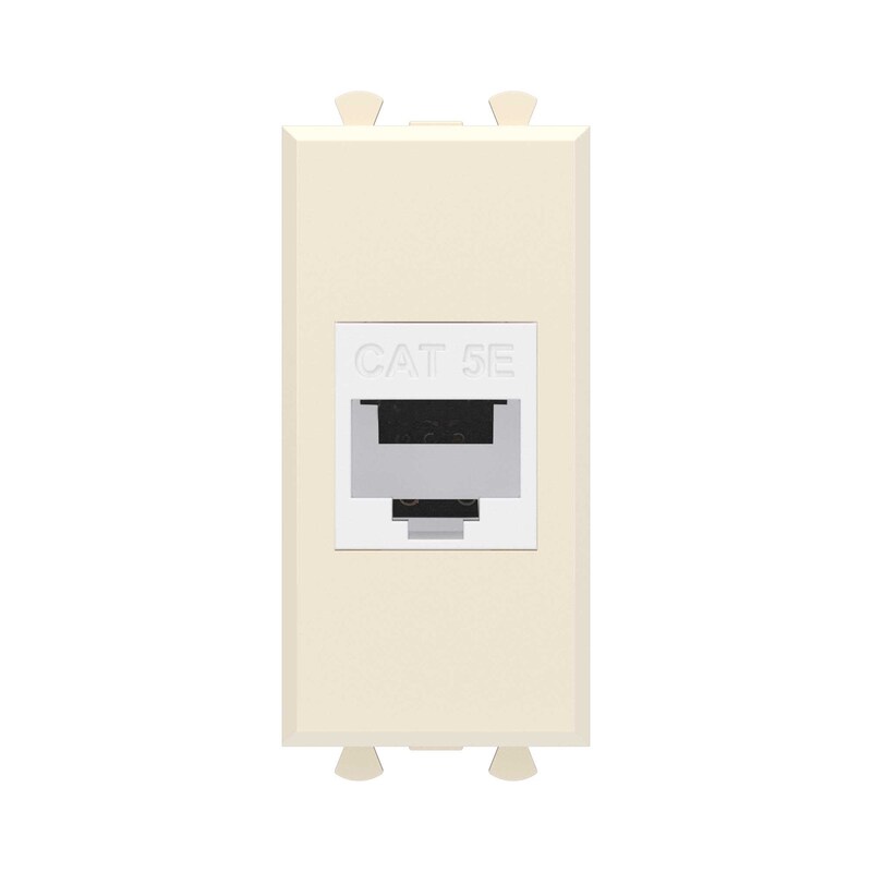 DKC Компьютерная розетка RJ-45 без шторки модульная, кат.5е, "Avanti", "Ванильная дымка", 1 модуль