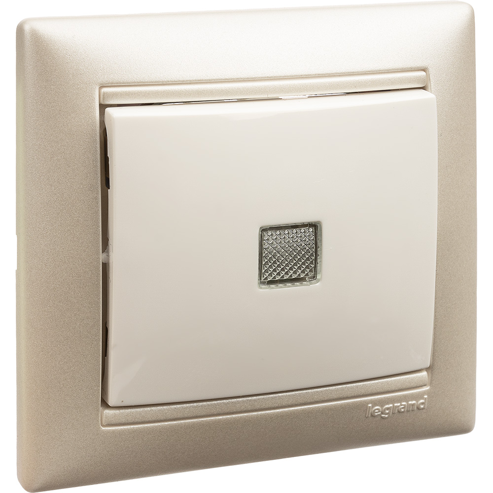Механизм выключателя Legrand 1-кл. СП Valena 10А IP31 250В с зел. индикацией бел. Leg 774410
