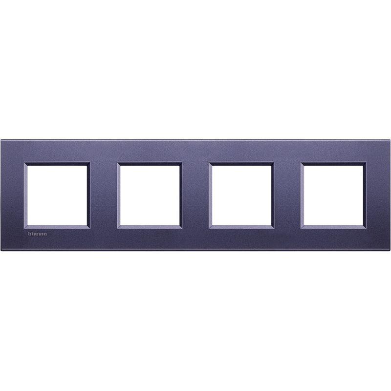 Рамка 4 поста BTicino LIVING LIGHT, горизонтальная, синий шелк, LNA4802M4CB