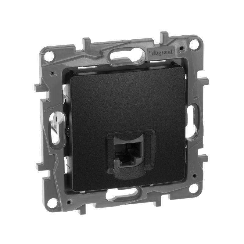 Механизм розетки  Legrand информ. 1-м СП Etika RJ45 CAT.5E UTP антрацит Leg 672641